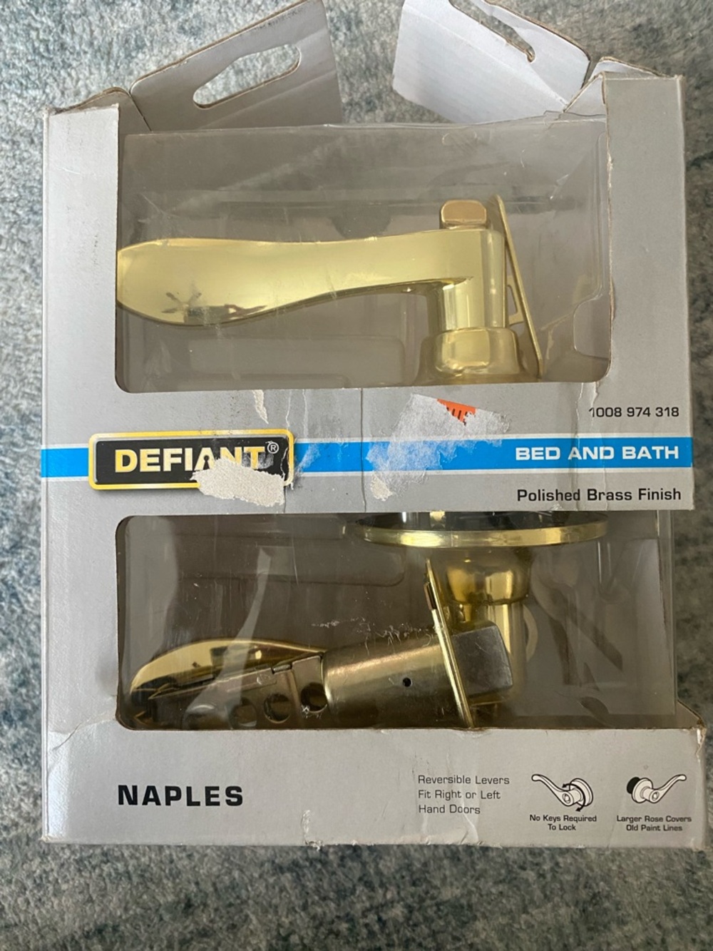 Defiant Naples Polished Brass Bed & Bath Lever